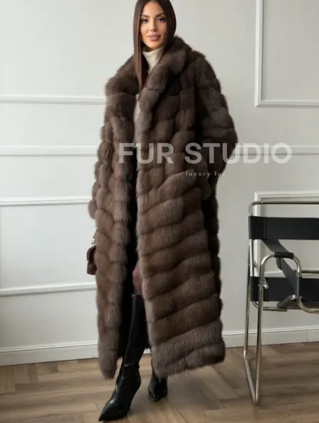 Длинная шуба из меха куницы Exclusive fur - фото 5