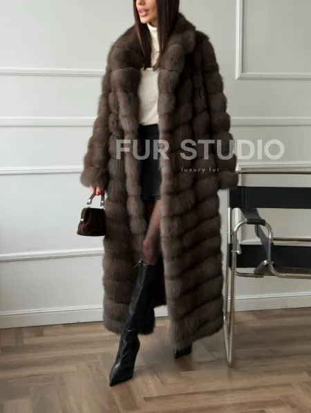 Длинная шуба из меха куницы Exclusive fur - фото 3