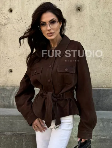 Женская куртка - рубашка из замши - фото 0