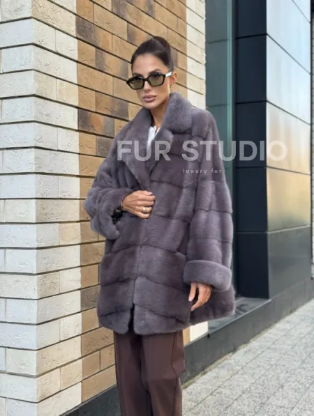 Шуба норковая - жакет лаванда - фото 10