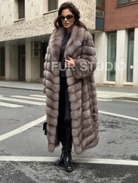 Шуба из меха куницы в цвете Truffle - фото 6