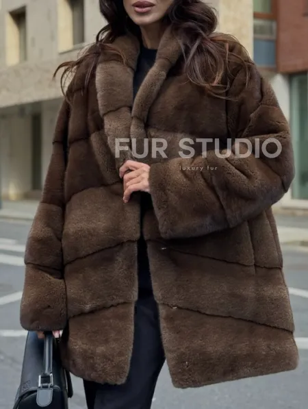 Шуба норковая коричневая - фото 1