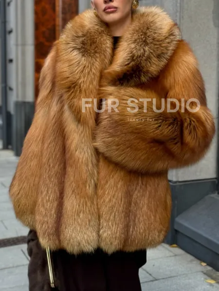 Шуба из лисы - рыжая - фото 2
