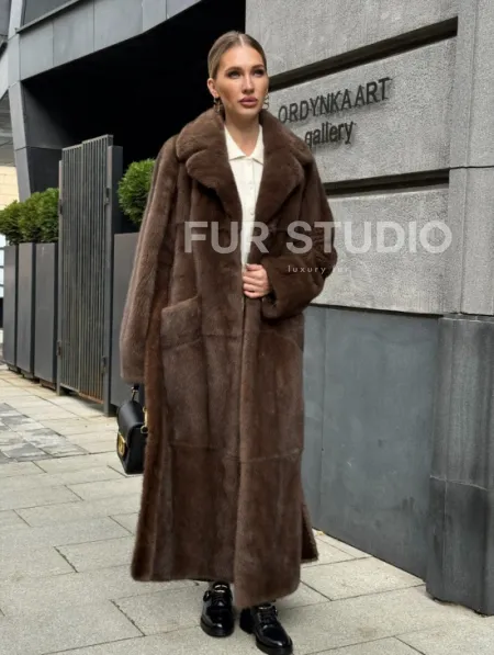 Норковая шуба - цвет соболь - фото 10