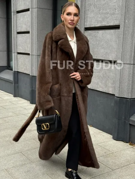 Норковая шуба - цвет соболь - фото 7