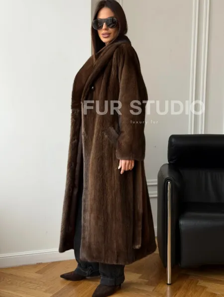 Норковое пальто - воротник шаль - фото 7