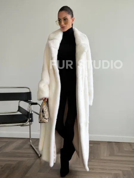 Белая норковая шуба в пол - фото 6