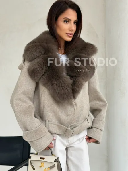 Куртка - пальто с мехом финского песца - фото 4