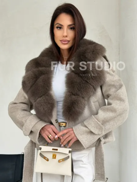 Куртка - пальто с мехом финского песца - фото 5