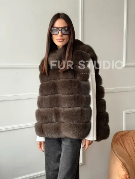 Меховая манишка под соболь из песца - фото 14