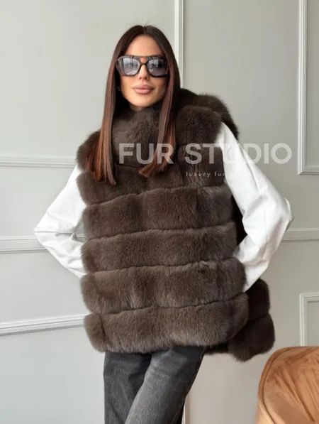 Меховая манишка под соболь из песца - фото 10