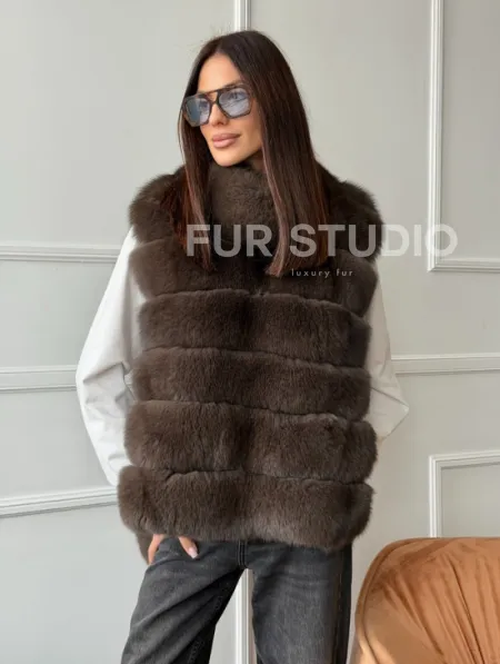 Меховая манишка под соболь из песца - фото 9