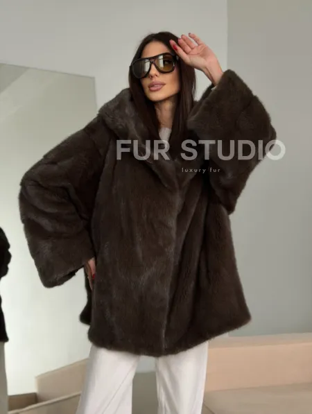 Зимняя норковая шуба с капюшоном - фото 15