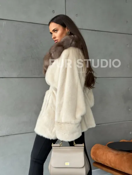 Норковая шуба - куртка с мехом куницы - фото 11