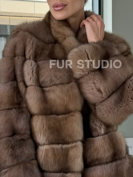 Полушубок из соболя «Тортора графит» - фото 2