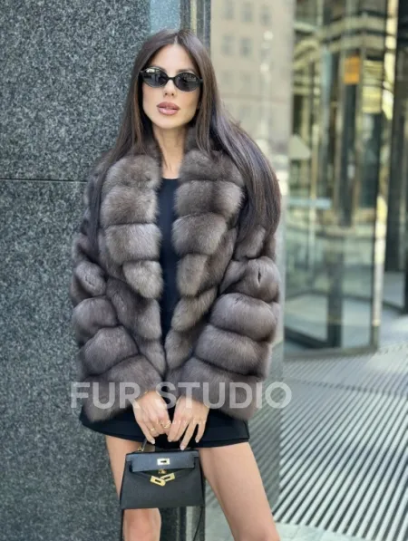 Шуба короткая из меха баргузинского соболя - фото 2