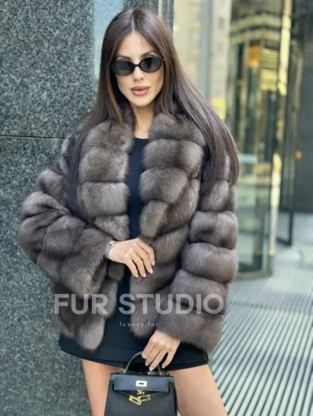 Шуба короткая из меха баргузинского соболя - фото 0