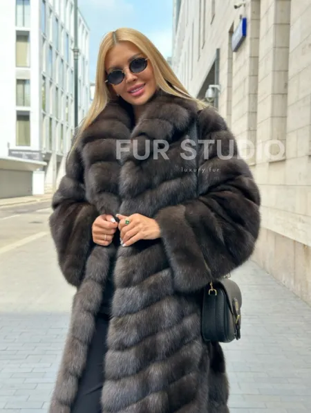 Элитная шуба из баргузинского соболя - седина 1/2 - фото 0