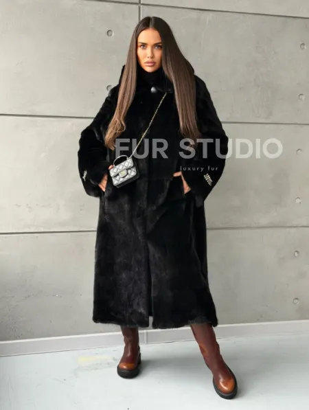 Шуба из норки Blackglama с капюшоном - фото 11