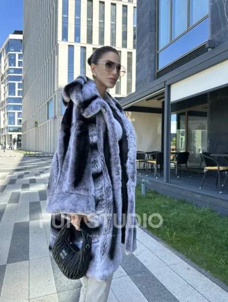 Шуба из кролика рекса - цвет шиншилла - фото 10