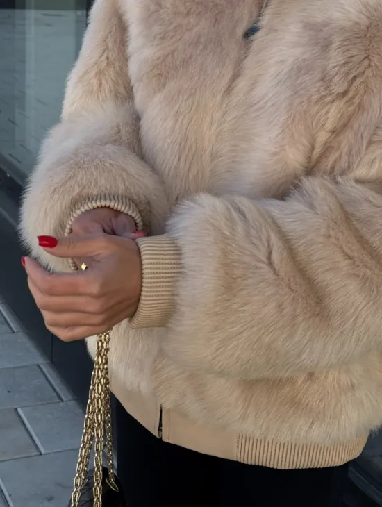 Меховая куртка - бомбер из натурального меха тосканы Турция - фото 2