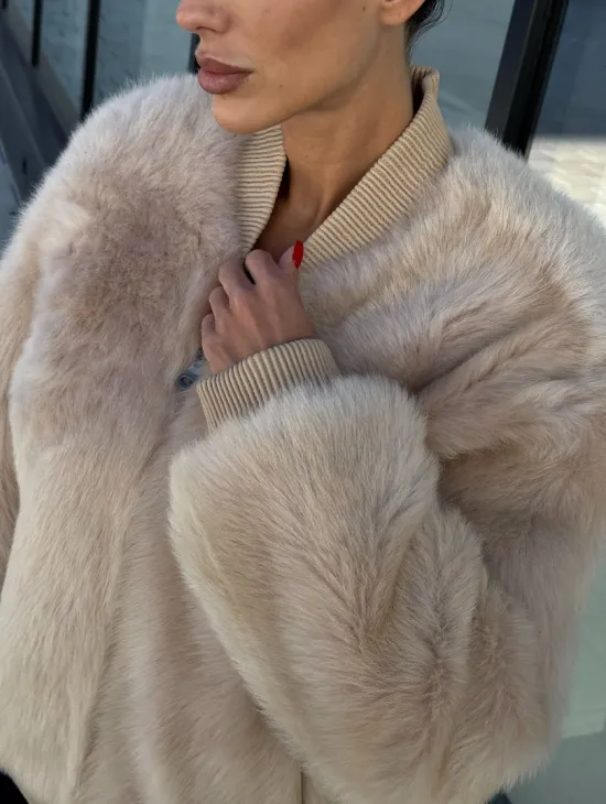 Меховая куртка - бомбер из натурального меха тосканы Турция - фото 1