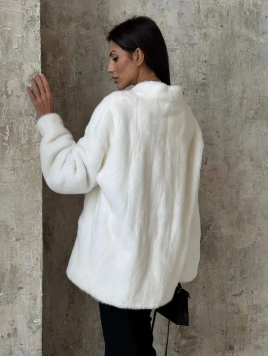 Белоснежный жакет - полушубок из меха норки SAGA FURS - фото 7
