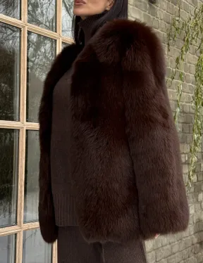 Шуба из меха песца цельные пластины Brown - фото 3