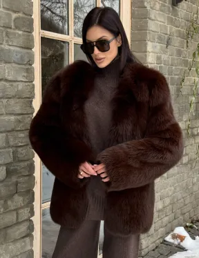 Шуба из меха песца цельные пластины Brown - фото 5