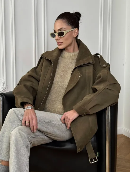 Популярная натуральная женская кожаная куртка-бомбер  