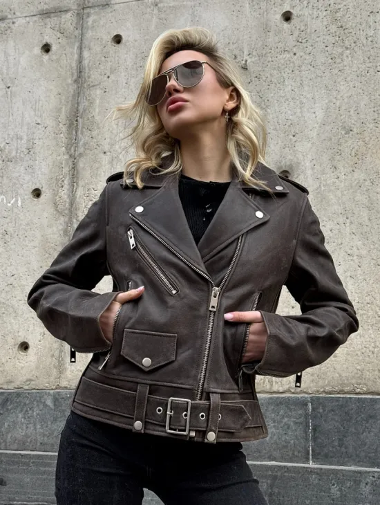 Косуха женская из винтажной кожи - фото 7