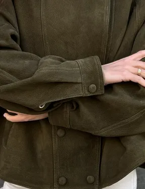 Женский замшевый блейзер - стойка воротник - фото 1