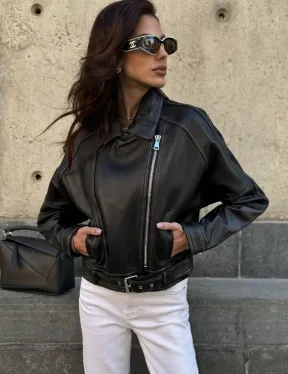 Кожаная куртка в стиле Casual - фото 0