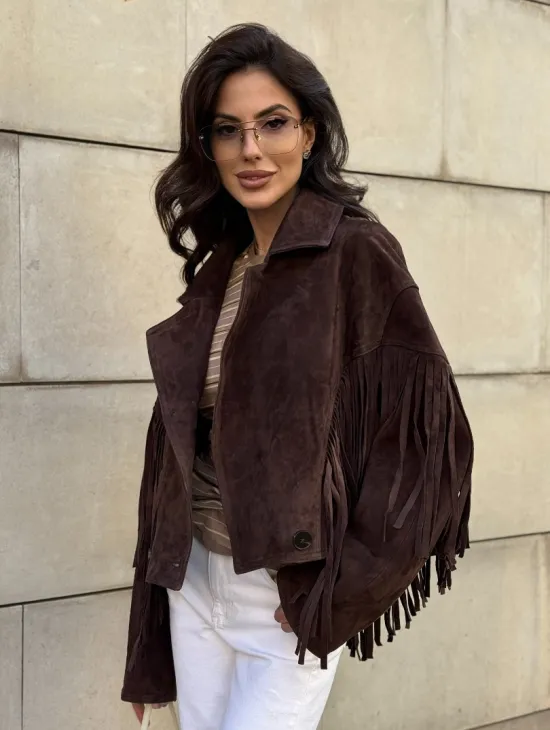 Кожаная куртка с бахромой - фото 5