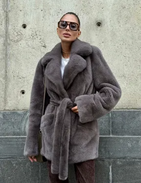 Норковая шуба лавандового цвета - VELVET - фото 13