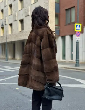 Шуба норковая коричневая - фото 7