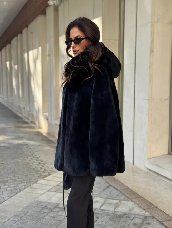 Шуба куртка из норки - черная - фото 8