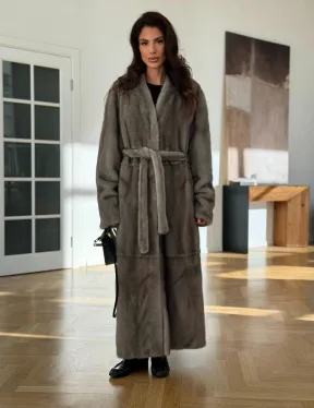 Норковая шуба серая длинная SILVER PREMIUM - фото 5