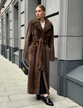 Норковая шуба - цвет соболь - фото 11