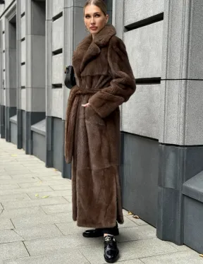 Норковая шуба - цвет соболь - фото 6