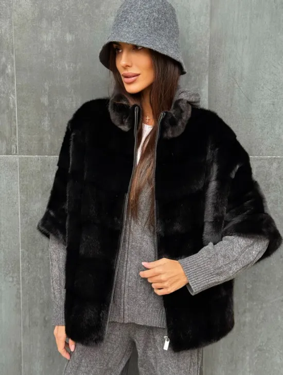 Черная норковая кофта - фото 1
