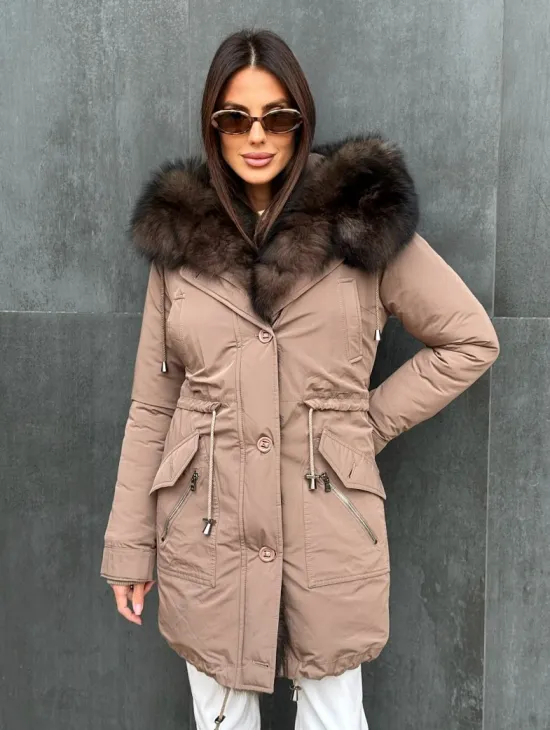 Пуховик с капюшоном - финский песец - фото 0