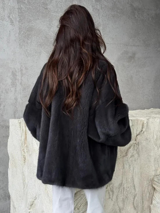 Серый норковый полушубок - автоледи - фото 7