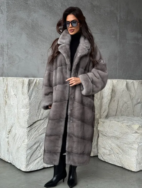 Серая норковая шуба oversize - фото 11