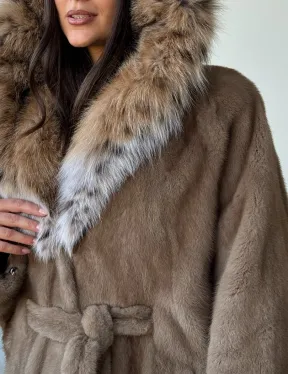 Норка - шуба летучая мышь с капюшоном рысь - фото 1