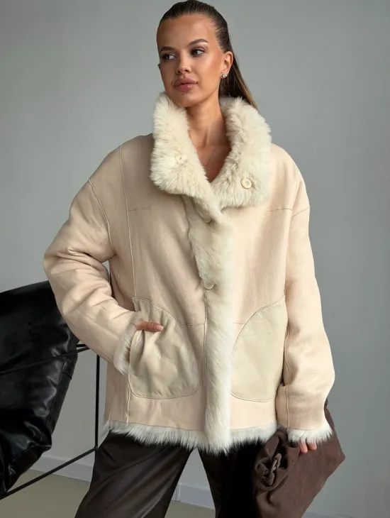 Двухсторонняя дубленка из меха тосканы - фото 7