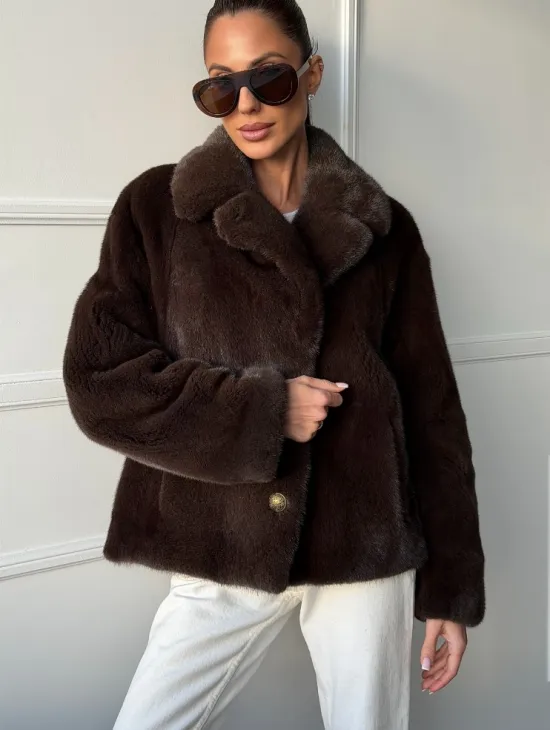 Пиджак норковый - английский воротник - фото 3