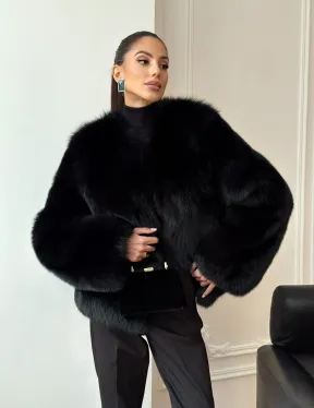 Черная короткая шуба из песца - фото 11