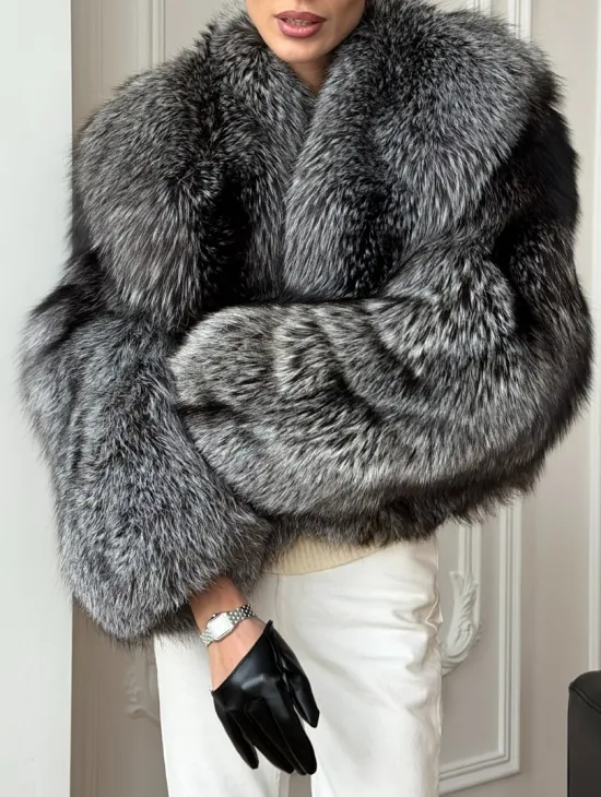 Кроп-шуба из чернобурой лисы - фото 3