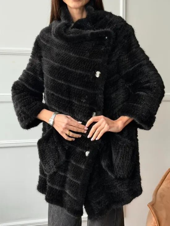 Меховое пальто из вязаной норки - фото 2